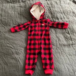 Red Plain Carters Hoooded Zip Up Fleece 12M